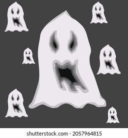halloween ghost cartoon illustration vector