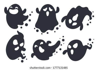 Halloween Ghost Cartoon. The scary and evil ghosts face flew out to haunt people merrily on Halloween.
