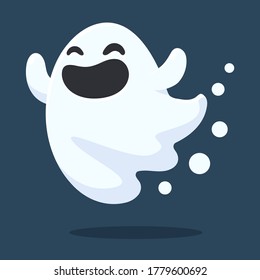 Halloween Ghost Cartoon. The scary and evil ghosts face flew out to haunt people merrily on Halloween.