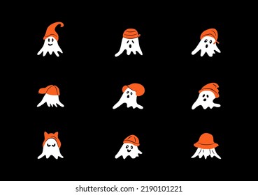 halloween ghost cartoon vector isolated on dark background