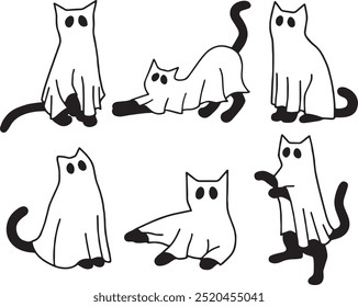 Halloween Ghost Cats Vector, Black Ghost Cats Vector, Cat Lover Ghost, Halloween Cat Mom, Spooky Cats, Cat Person eps, Cats Because