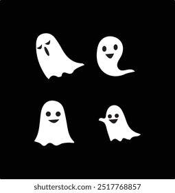 Halloween ghost character collection with flat design