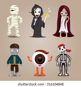 Halloween Ghost Character Design Set, Mystery, Holiday, Culture, October, Decoration, Fantasy, Night Party