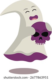 Personagem Fantasma de Halloween. Ilustração plana do vetor do desenho animado.