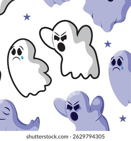 Halloween ghost character Pattern background Vector illustration