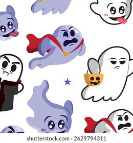 Halloween ghost character Pattern background Vector illustration