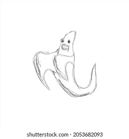 Halloween ghost character scribble illustration.
