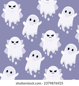Halloween ghost character seamless pattern background Vector