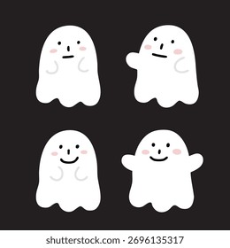 Halloween Ghost Character Set, Ilustração de Desenho Animado Assustador