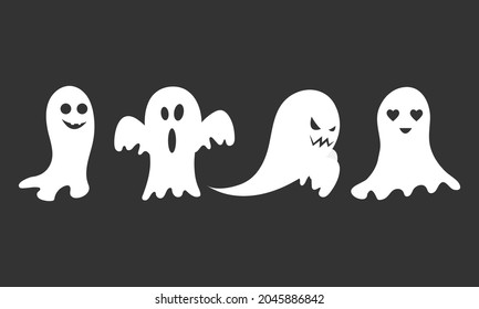 Halloween ghost character set. Scary and funny ghost. Halloween concept. Flat design vector illustration.