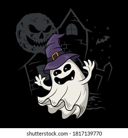 Halloween ghost character vector illustration