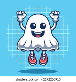 Halloween ghost character vector illustration.