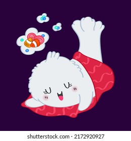 Halloween Ghost Clipart Character Design. Adorable Clip Art Ghost Dreams of Candy. Vector Illustration of an Halloween Monster for Prints for Clothes, Stickers, Baby Shower Invitation.
