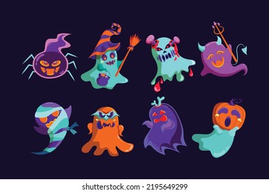 Halloween Ghost Collection Vector Illustration