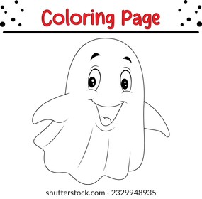 Halloween página de colorear fantasmas para niños. Ilustración de dibujos animados en blanco y negro