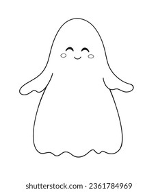 Halloween página de colorear fantasmas para niños. Ilustración de dibujos animados en blanco y negro. actividades para niños y adultos. Ilustración vectorial aislada. SHOTLISTasuoky
