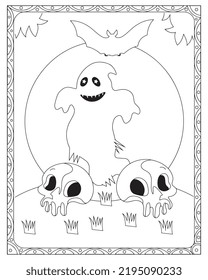 Halloween Ghost Coloring Pages Kids Black Stock Vector (Royalty Free ...