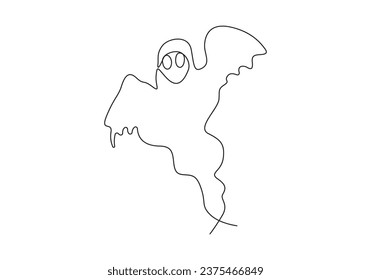 Halloween ghost continuous line drawing. Isolated on white background vector illustration. Stock vector. Premium vector. 