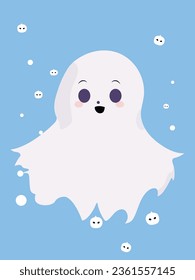 Halloween ghost. Cute ghost character. Realistic vector design elements in cartoon style.
