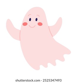 Halloween ghost. Cute festive character. Vector illustration in flat style