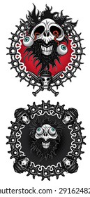 halloween ghost dead horror skull eyes coming out metal chain background