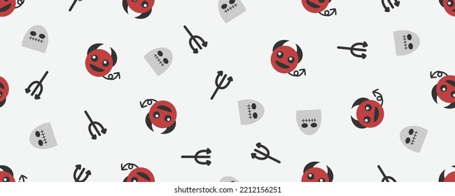 Halloween ghost and devil doodle pattern