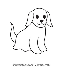 Halloween Ghost dog Line Art for kids