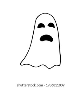 Halloween ghost doodle icon in vector. Hand drawn halloween ghost icon in vector