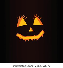 Halloween ghost eyes vector design with yellow and orange color isolated on black background