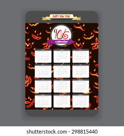 halloween ghost face background Calendar 2016 year design