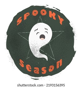 Halloween ghost face, horror season, ghost design for print on t-shirt.