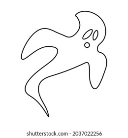 Halloween ghost face silhouette in abstract style. Outline vector illustration. 