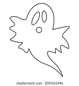 Halloween ghost face silhouette in abstract style. Outline vector illustration. 