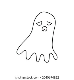 Halloween ghost face silhouette in abstract style. Outline vector illustration