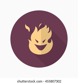 Halloween ghost fire icon, Vector flat long shadow design. Halloween concept.