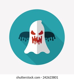 halloween ghost flat icon with long shadow,eps10