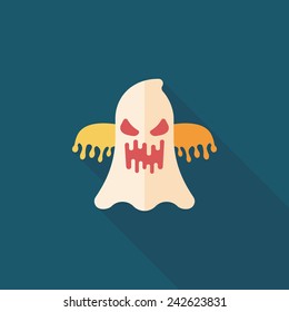 halloween ghost flat icon with long shadow,eps10