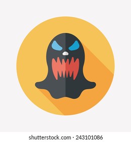 Halloween ghost flat icon with long shadow, eps10