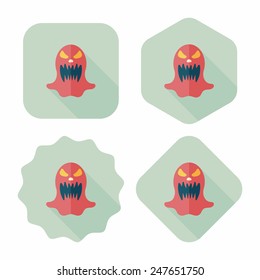 halloween ghost flat icon with long shadow,eps10