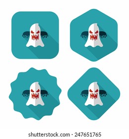 halloween ghost flat icon with long shadow,eps10