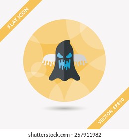 halloween ghost flat icon with long shadow,eps10