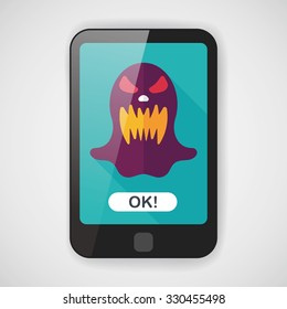 halloween ghost flat icon with long shadow,eps10