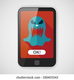 halloween ghost flat icon with long shadow,eps10