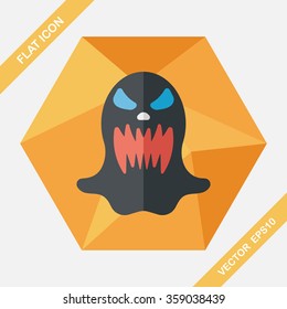 halloween ghost flat icon with long shadow,eps10
