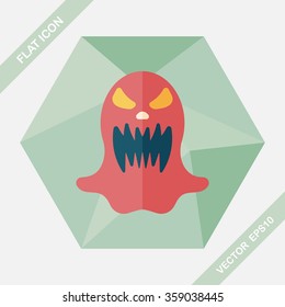 halloween ghost flat icon with long shadow,eps10