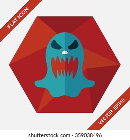 halloween ghost flat icon with long shadow,eps10