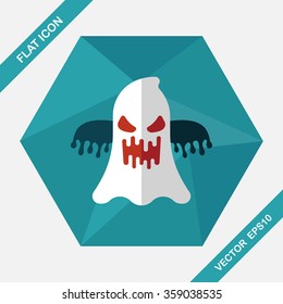 halloween ghost flat icon with long shadow,eps10