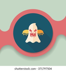 halloween ghost flat icon with long shadow,eps10