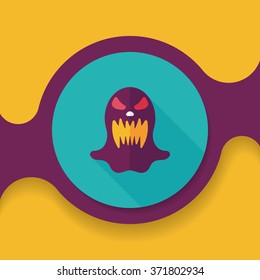 halloween ghost flat icon with long shadow,eps10