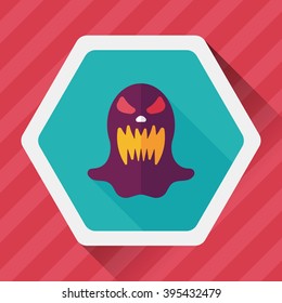 halloween ghost flat icon with long shadow,eps10
